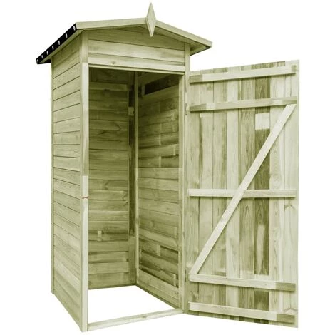 VidaXL Abri De Stockage De Jardin Bois De Pin Imprégné 100x100x210 Cm - Brun 4 VidaXL Abri De Stockage De Jardin Bois De Pin Imprégné 100x100x210 Cm - Brun – Image 2