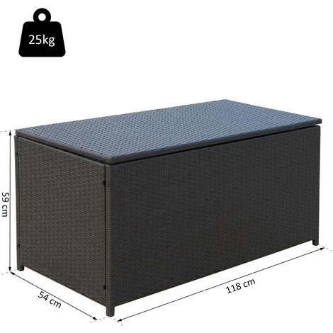 Outsunny Coffre Malle De Rangement 118L X 54l X 59H Cm Résine Tressée Imitation Rotin Café Foncé - Marron 5 Outsunny Coffre Malle De Rangement 118L X 54l X 59H Cm Résine Tressée Imitation Rotin Café Foncé - Marron – Image 3