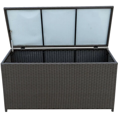 Outsunny Coffre Malle De Rangement 118L X 54l X 59H Cm Résine Tressée Imitation Rotin Café Foncé - Marron 6 Outsunny Coffre Malle De Rangement 118L X 54l X 59H Cm Résine Tressée Imitation Rotin Café Foncé - Marron – Image 4