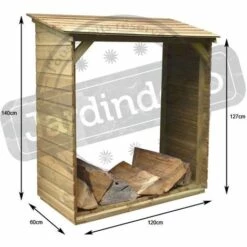 CIHB Abri Bûches En Bois Avec Plancher Tim 120 X 60 X 140 Cm Marron - Naturel -Rangement de jardin Soldes 7372337 2