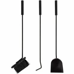 TECTAKE Chariot à Bûches, Chariot à Bois, Panier En Métal, Porte Et Range Bâche Sur Roulette Avec Pelle, Balai Et Tisonnier - Noir -Rangement de jardin Soldes 7513790 5