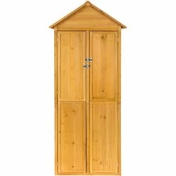 TECTAKE Armoire De Jardin ? Toit 2 Pans En Bois Et En Acier 80,5 Cm X 60 Cm X 213,5 Cm - Marron 9 TECTAKE Armoire De Jardin ? Toit 2 Pans En Bois Et En Acier 80,5 Cm X 60 Cm X 213,5 Cm - Marron -Rangement de jardin Soldes 7514350 3