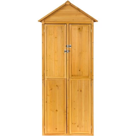 TECTAKE Armoire De Jardin ? Toit 2 Pans En Bois Et En Acier 80,5 Cm X 60 Cm X 213,5 Cm - Marron 5 TECTAKE Armoire De Jardin ? Toit 2 Pans En Bois Et En Acier 80,5 Cm X 60 Cm X 213,5 Cm - Marron – Image 3