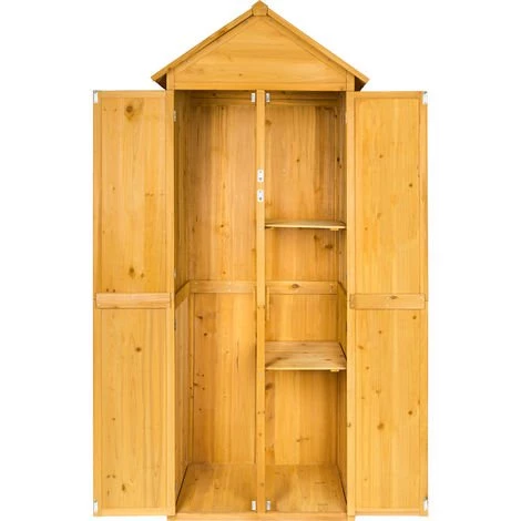 TECTAKE Armoire De Jardin ? Toit 2 Pans En Bois Et En Acier 80,5 Cm X 60 Cm X 213,5 Cm - Marron 6 TECTAKE Armoire De Jardin ? Toit 2 Pans En Bois Et En Acier 80,5 Cm X 60 Cm X 213,5 Cm - Marron – Image 4