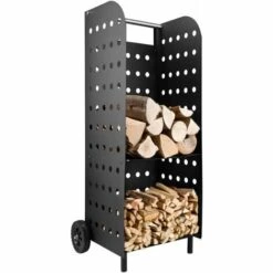 TECTAKE Porte Bâche Sur Roulettes 55 Cm X 45 Cm X 104 Cm En Métal Noir Laqué - Noir -Rangement de jardin Soldes 7762536 3