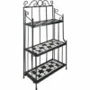 TECTAKE Etagère De Jardin, Etagère Escalier à Plantes Et Fleurs, Etagère En Métal Et Mosaïque 61 Cm X 29 Cm X 114 Cm Blanc Noir - Noir/blanc -Rangement de jardin Soldes 7829912 1