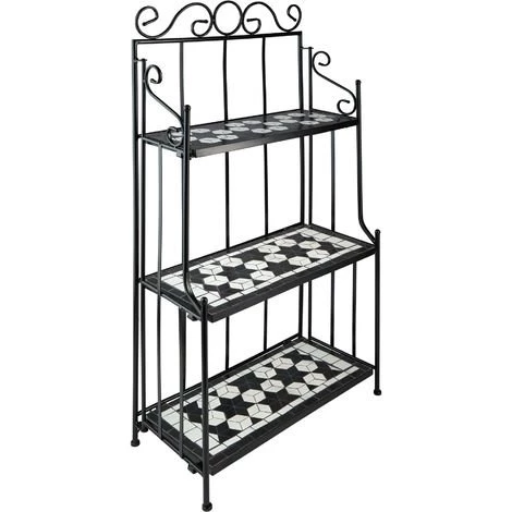 TECTAKE Etagère De Jardin, Etagère Escalier à Plantes Et Fleurs, Etagère En Métal Et Mosaïque 61 Cm X 29 Cm X 114 Cm Blanc Noir - Noir/blanc 3 TECTAKE Etagère De Jardin, Etagère Escalier à Plantes Et Fleurs, Etagère En Métal Et Mosaïque 61 Cm X 29 Cm X 114 Cm Blanc Noir - Noir/blanc