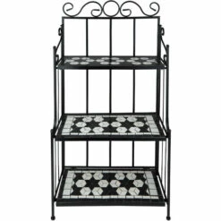TECTAKE Etagère De Jardin, Etagère Escalier à Plantes Et Fleurs, Etagère En Métal Et Mosaïque 61 Cm X 29 Cm X 114 Cm Blanc Noir - Noir/blanc 9 TECTAKE Etagère De Jardin, Etagère Escalier à Plantes Et Fleurs, Etagère En Métal Et Mosaïque 61 Cm X 29 Cm X 114 Cm Blanc Noir - Noir/blanc -Rangement de jardin Soldes 7829912 3