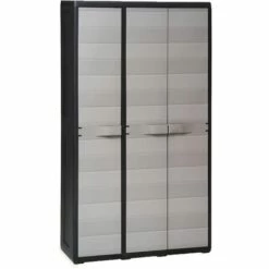 Armoire De Rangement De Jardin Avec Noir Et Gris 4 Etagères VidaXL