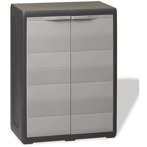 Armoire De Rangement De Jardin Avec Noir Et Gris 1 Etagère VidaXL 3 Armoire De Rangement De Jardin Avec Noir Et Gris 1 Etagère VidaXL