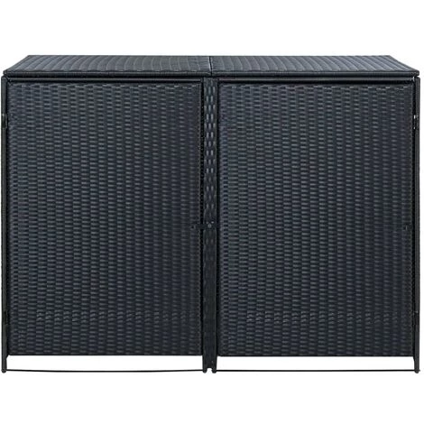 VidaXL Abris Pour Poubelle Double Résine Tressée Noir 148x80x111 Cm - Noir 5 VidaXL Abris Pour Poubelle Double Résine Tressée Noir 148x80x111 Cm - Noir – Image 3