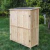 WILTEC Armoire De Jardin Bois Double Porte Rangement Outils Remise Abri Cabane Remise Jardinage Équipement