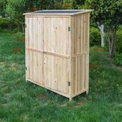 WILTEC Armoire De Jardin Bois Double Porte Rangement Outils Remise Abri Cabane Remise Jardinage Équipement -Rangement de jardin Soldes 9524385 4