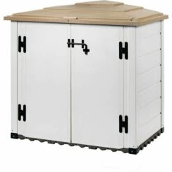 Coffre Rangement Résine Gardiun Garden Box Tuscany 100 88x131x133 Cm Blanc/Beige Blanc/Beige
